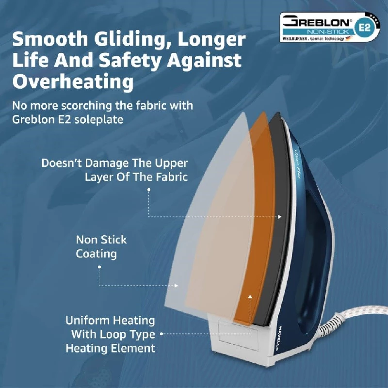 Havells Glace Plus 1000 Watts Dry Iron, 900 g-3.webp